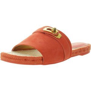 Donna Karan Orange Sandals with Gold Buckle